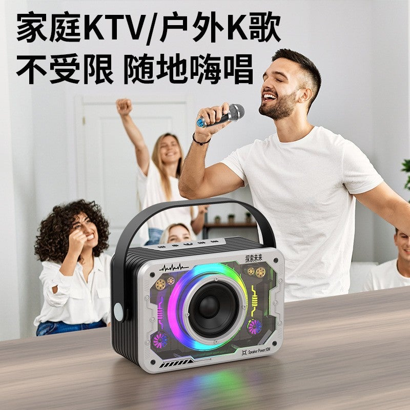 New Model Karaoke Bluetooth Speaker For Home Use, Wireless Ktv Colorful Speaker With Microphone For Outdoor Singing - Image 3